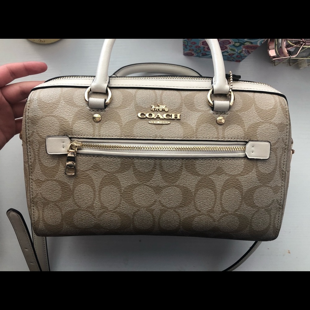 Coach strap purse tan gold